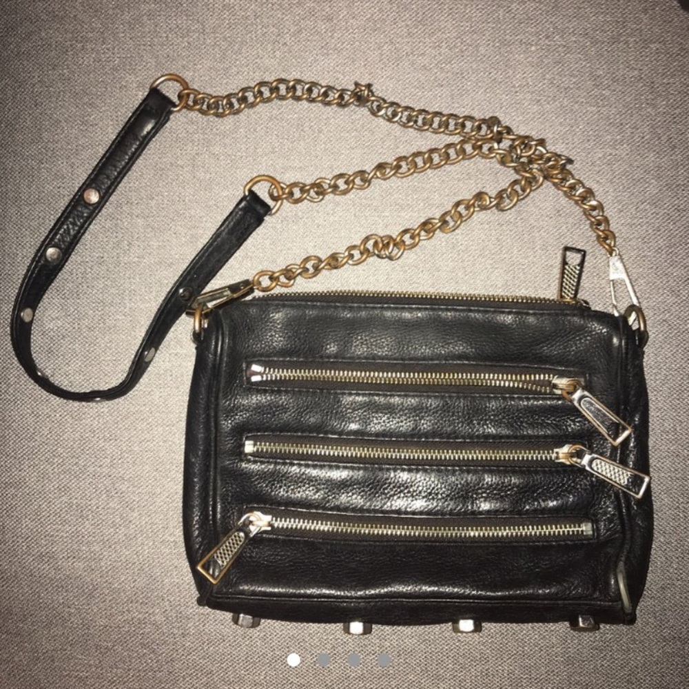 Rebecca minkoff 5 zip leather crossbody purse
